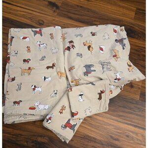 Cuddl Duds Twin Size Sheet Set Heavyweight Flannel 3Pc Dogs 100% Cotton